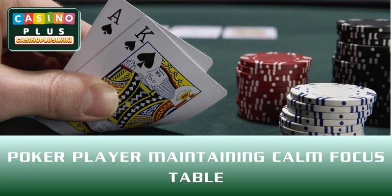 Poker player maintaining calm focus table